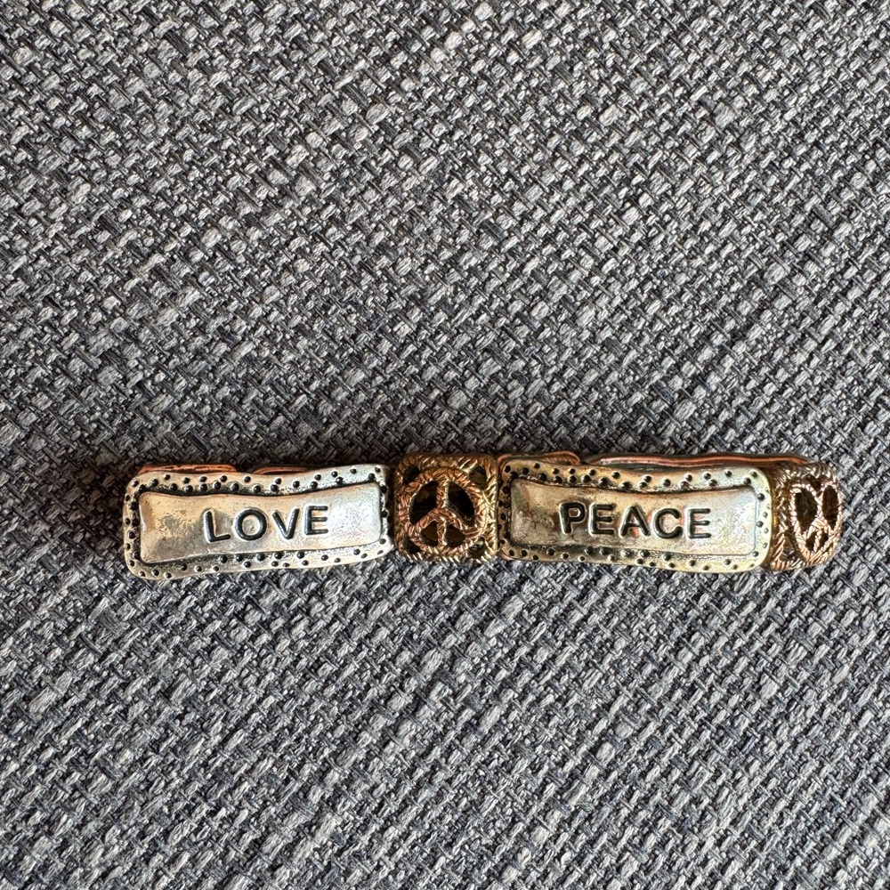 Love Peace Bracelet with Gold and Silver Accents